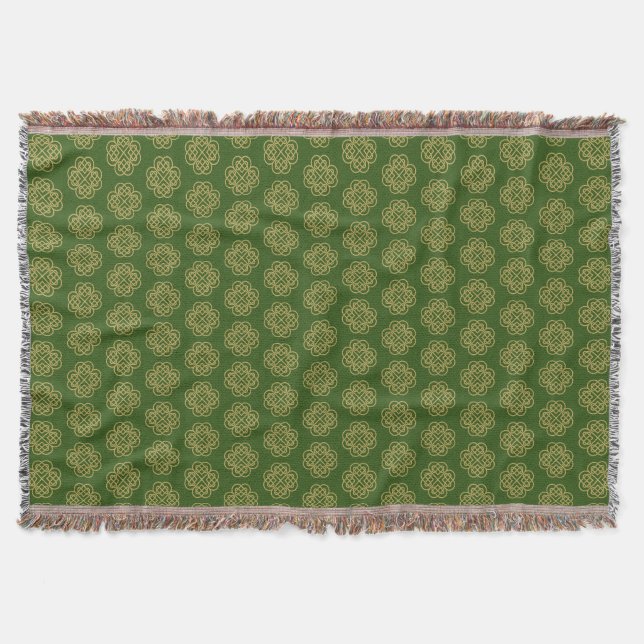 Gold Celtic Shamrock Pattern  Throw Blanket (Front)