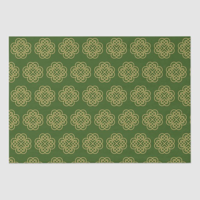 Gold Celtic Shamrock Pattern  Tissue Paper (Front)