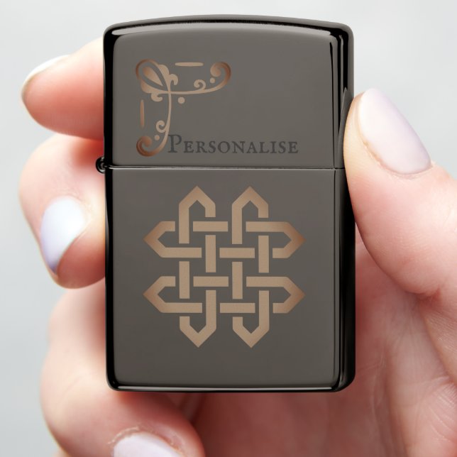Gold Celtic Shield Knot Medieval Protection  Zippo Lighter (In Hand)