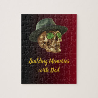 Gold Celtic Skull Green Clover Father's Jigsaw Puzzle