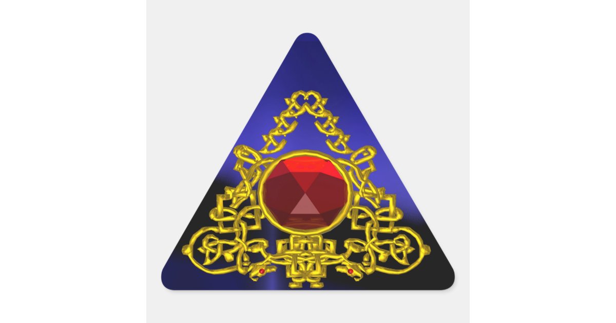 GOLD CELTIC TRIANGLE WITH RED RUBY STICKER | Zazzle