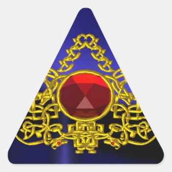 Gold Celtic Triangle With Red Ruby Triangle Sticker by bulgan_lumini at Zazzle