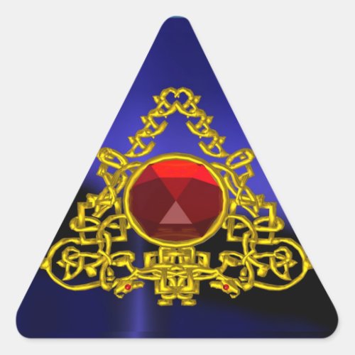 GOLD CELTIC TRIANGLE WITH RED RUBY TRIANGLE STICKER