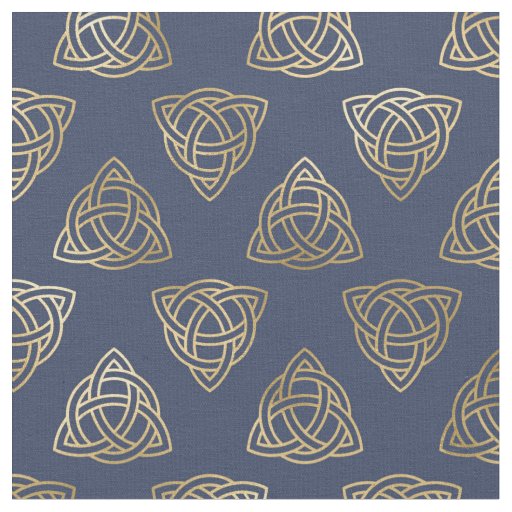 Gold Celtic Trinity Knots on Navy Blue Fabric