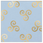 Gold Celtic Triskele Spirals on Light Blue Fabric