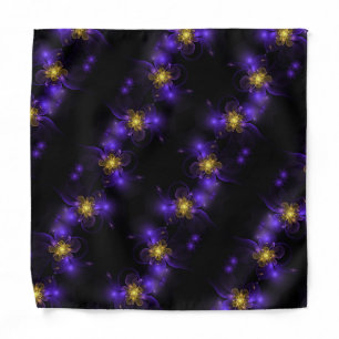Gold Centered Purple Fractal Flower  Bandana