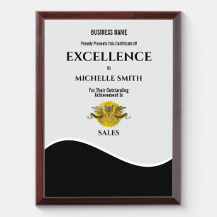 Gold certificate award black gray   PERSONALIZE Plaque