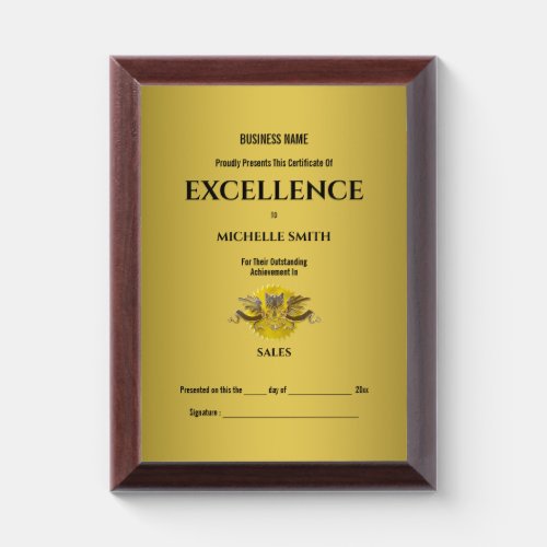Gold certificate award crest seal 2  PERSONALIZE