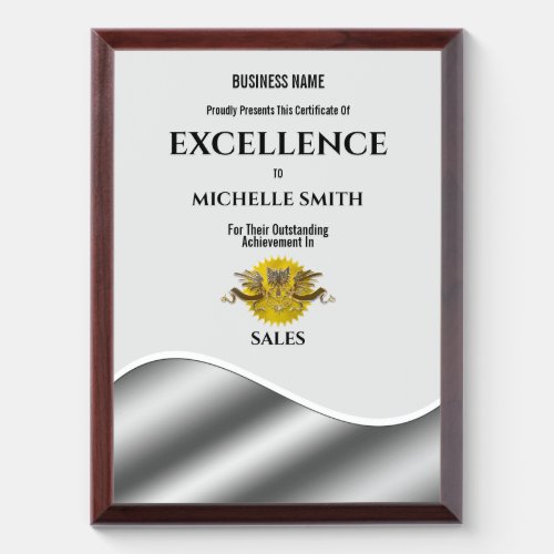 Gold certificate award faux silver  PERSONALIZE