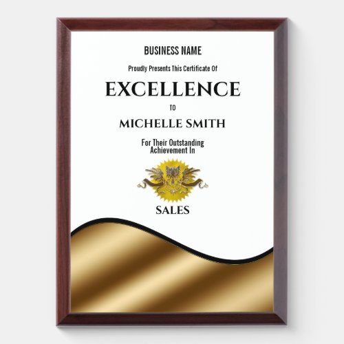 Gold certificate award gold white  PERSONALIZE