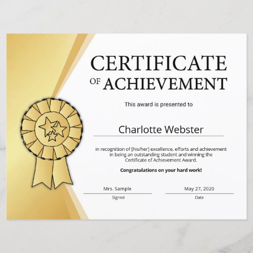 Gold Certificate of Achievement PDF