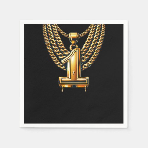 Gold Chain 1 Drip 1 1st Birthday Party Napkins