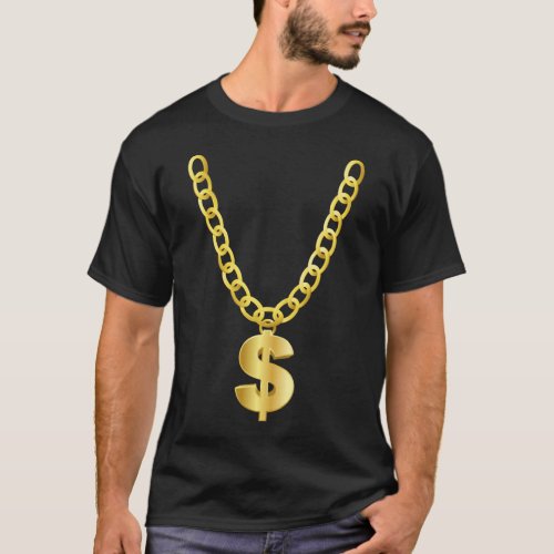 Gold Chain Necklace Dollar Sign T_Shirt