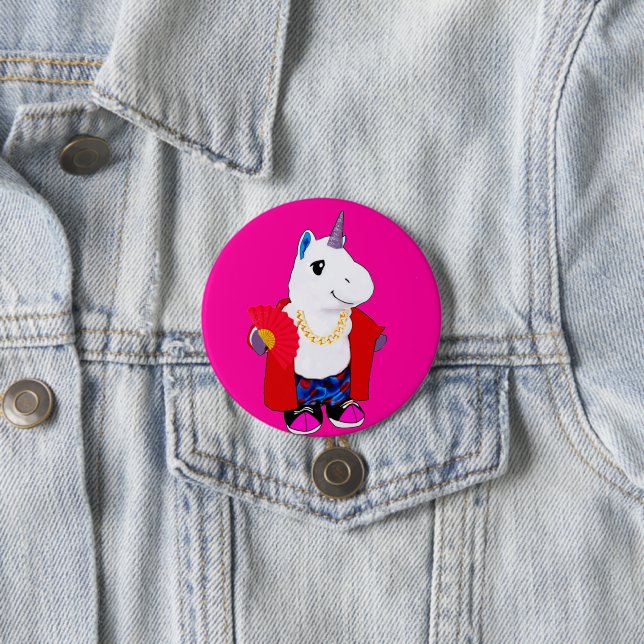 Gold Chain Shade Fan Unicorn Button (In Situ)