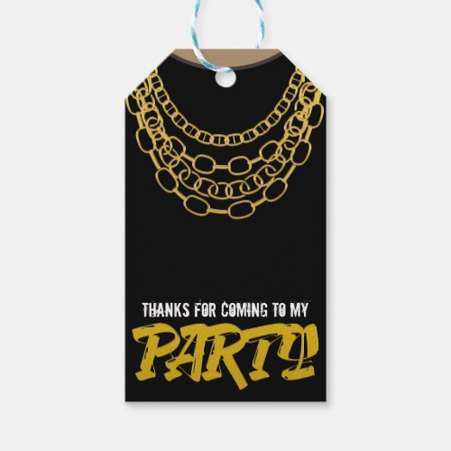 Gold Chains Black Hip Hop Dance Birthday Party Gift Tags