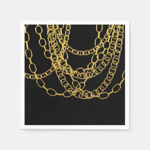 Gold Chains Black Hip Hop Dance Birthday Party Napkins