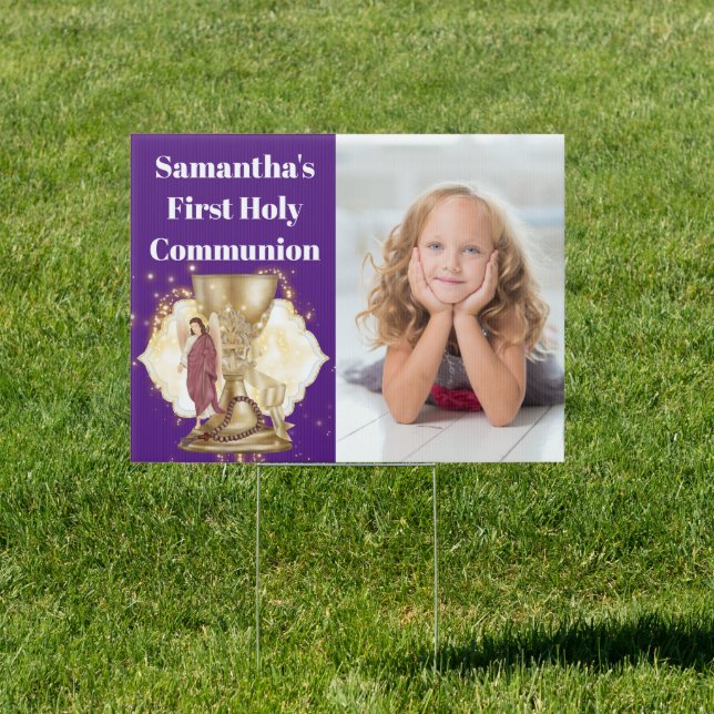 Gold chalice angel rosary beads photo purple sign (Insitu)