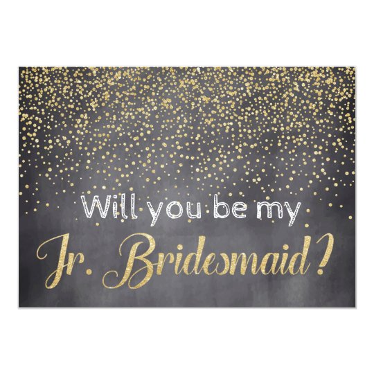 Gold & Chalkboard Will you be My Jr. Bridesmaid Invitation