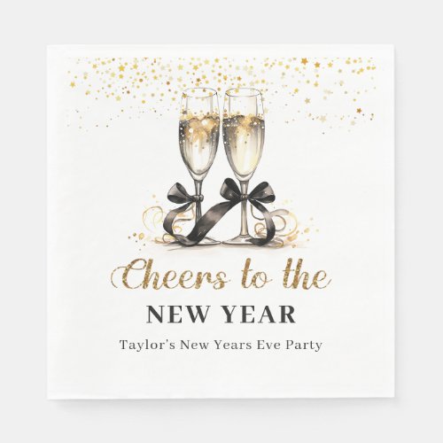 Gold Champage New Years Eve Party Paper Napkin