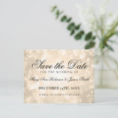 Gold Champagne Bokeh Elegant Save The Date Announcement Postcard (Standing Front)