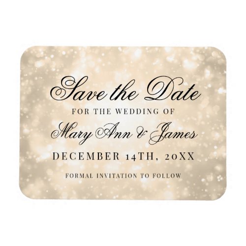 Gold Champagne Bokeh Elegant Save The Date Magnet