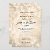 Gold Champagne Bokeh Elegant Wedding Invitation