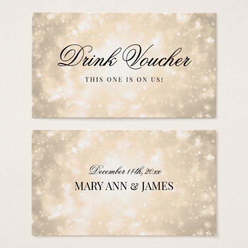 Gold Champagne Bokeh Wedding Drink Voucher