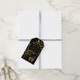 Gold Champagne Bubbles, Black & Gold Wedding Gift Tags