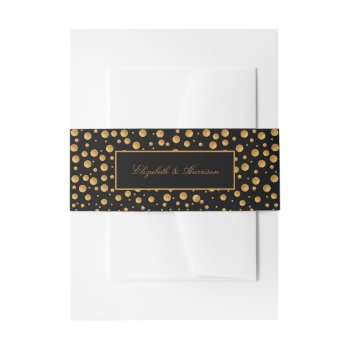 Gold Champagne Bubbles - Black & Gold - Wedding Invitation Belly Band by StampedyStamp at Zazzle