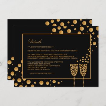 Gold Champagne Bubbles Engagement Party Detail Invitation by StampedyStamp at Zazzle