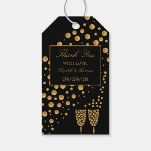 Gold Champagne Bubbles Engagement Party Gift Tags