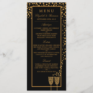 Gold Champagne Bubbles Engagement Party Menu