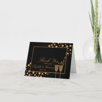 Gold Champagne Bubbles Engagement Party Thank You by StampedyStamp at Zazzle