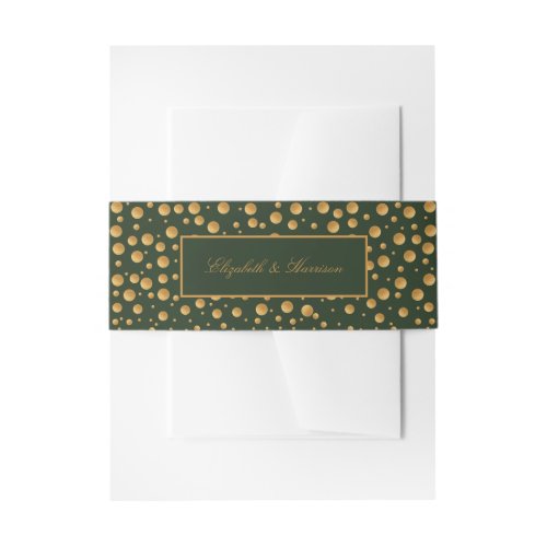 Gold Champagne Bubbles _ Green  Gold _ Wedding Invitation Belly Band