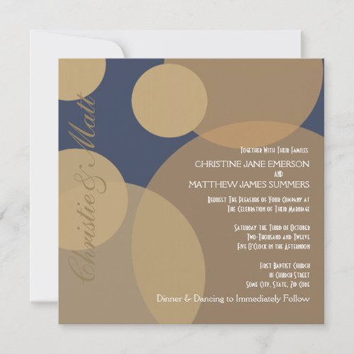Gold Champagne Bubbles Modern Wedding Invitation