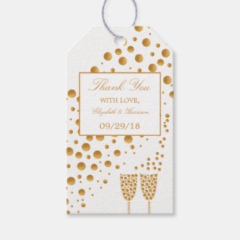 Gold Champagne Bubbles Wedding Gift Tags by StampedyStamp at Zazzle