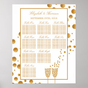 Gold Champagne Bubbles Wedding Seating Chart
