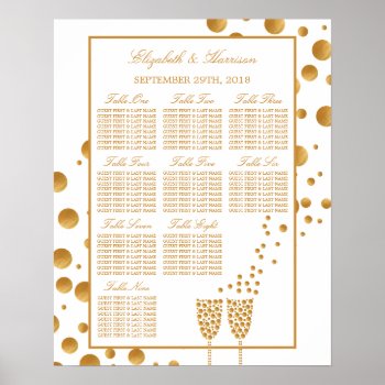 Gold Champagne Bubbles Wedding Seating Chart by StampedyStamp at Zazzle