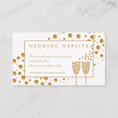 Gold Champagne Bubbles Wedding Website Enclosure Card