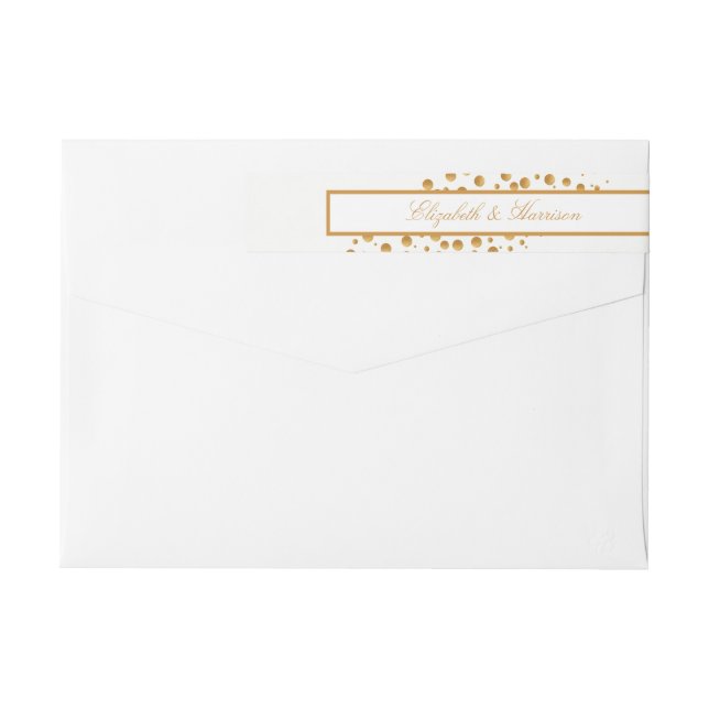 Gold Champagne Bubbles Wedding Wrap Around Label (Back)