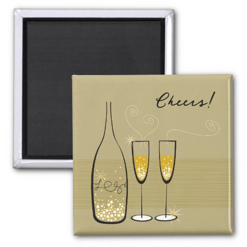 Gold Champagne Bubbly Cheers Celebration Stylish Magnet