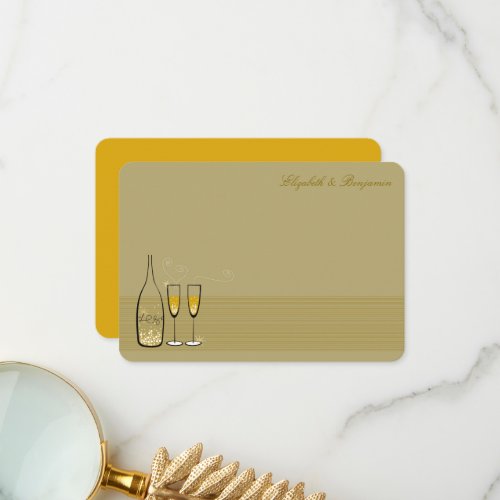 Gold Champagne Bubbly Chic Wedding Thank You Card