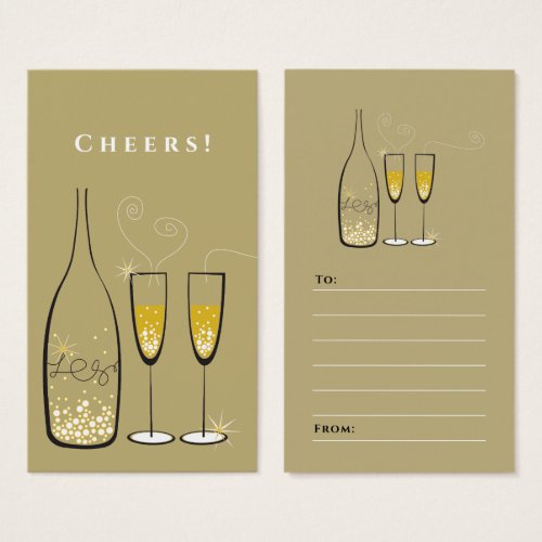 Gold Champagne Bubbly Holiday Party Favor Gift Tag