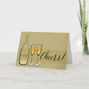 Gold Champagne Cheers Bubbly Stylish Chic New Year Holiday Card
