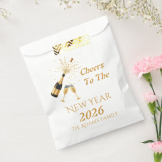 Gold Champagne Cheers New Year Favor Bag