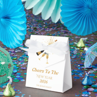 Gold Champagne Cheers New Year Favor Boxes