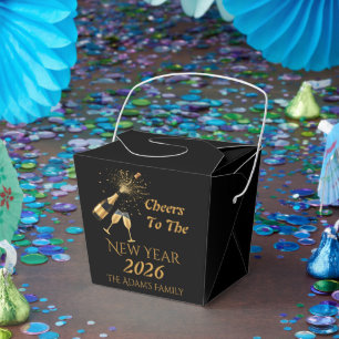 Gold Champagne Cheers New Year Favor Boxes