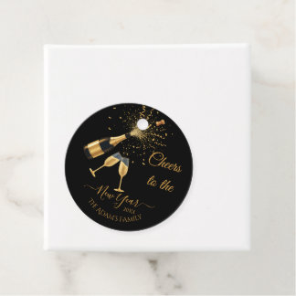 Gold Champagne Cheers New Year Favor Tags
