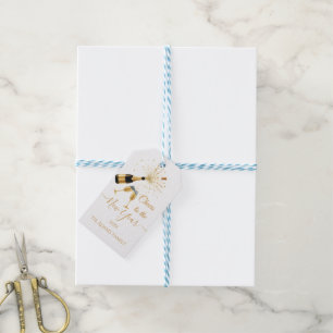 Gold Champagne Cheers New Year Party Gift Tag