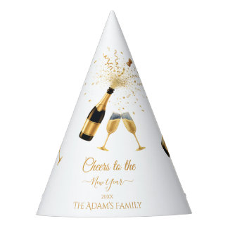 Gold Champagne Cheers New Year Party Party Hat